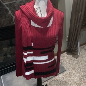 Burgundy sweater with matching scarf